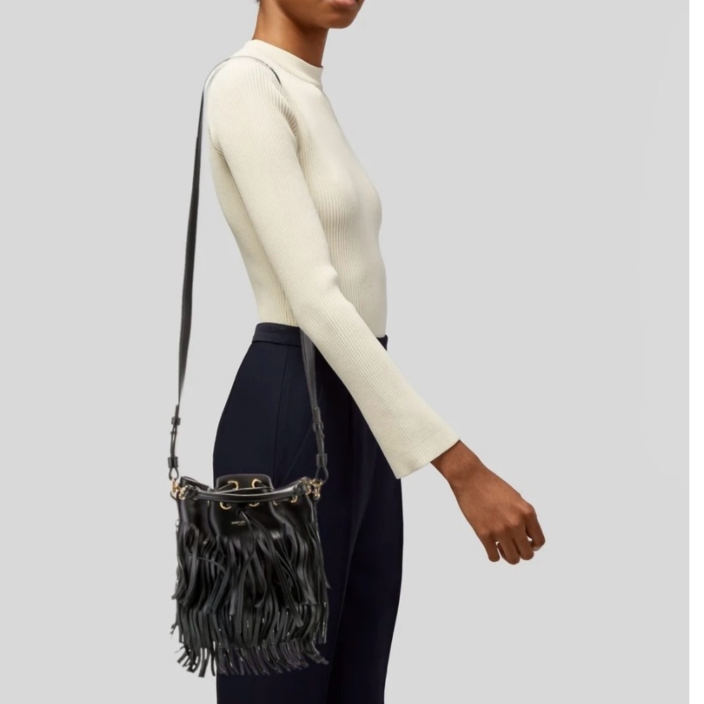 Small Saint Laurent fringed bucket bag